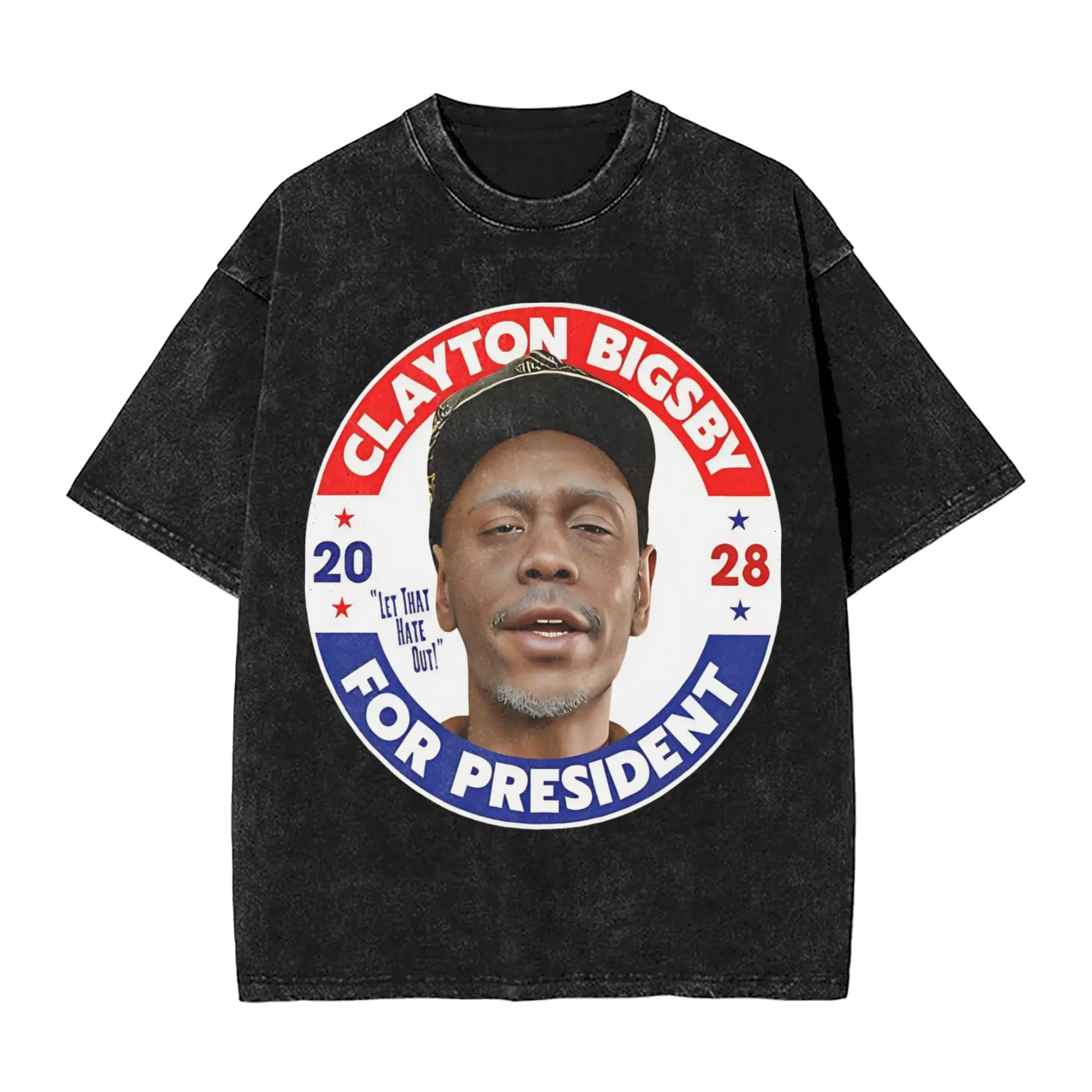 Washed T Shirts Clayton Bigsby For President 2028  Vintage T-Shirt Harajuku  Streetwear Short Sleeve Summer Tops Tee Shirt