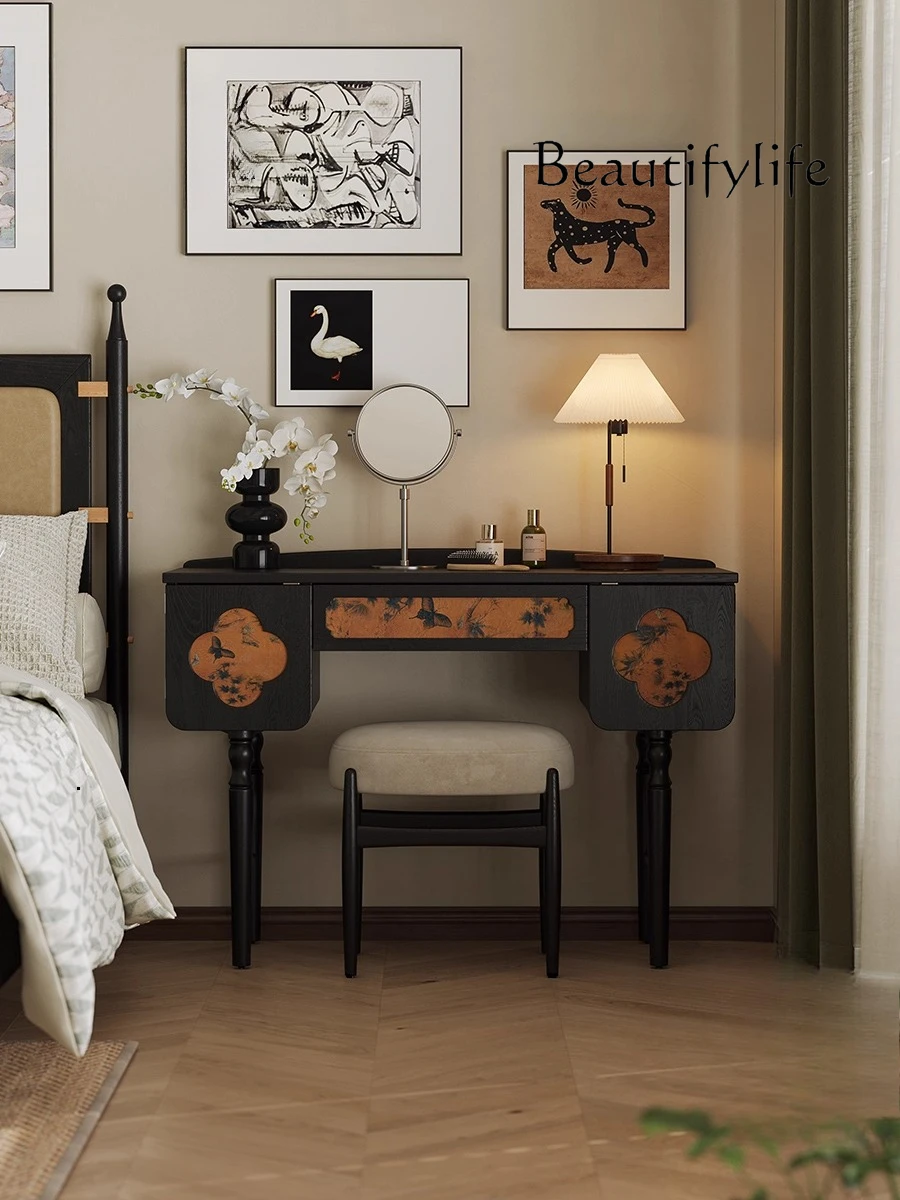 

French retro dressing table all solid wood new Chinese dressing table dressing table storage desk