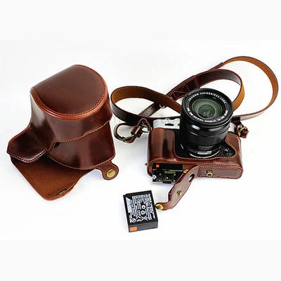 Nowa wersja Deluxe Torba na aparat PU Skórzane etui do Fujifilm XT10 XT20 XT-20 XT30 XT-30 Pokrowiec do bezpośredniego ładowania + otwarte dno akumulatora