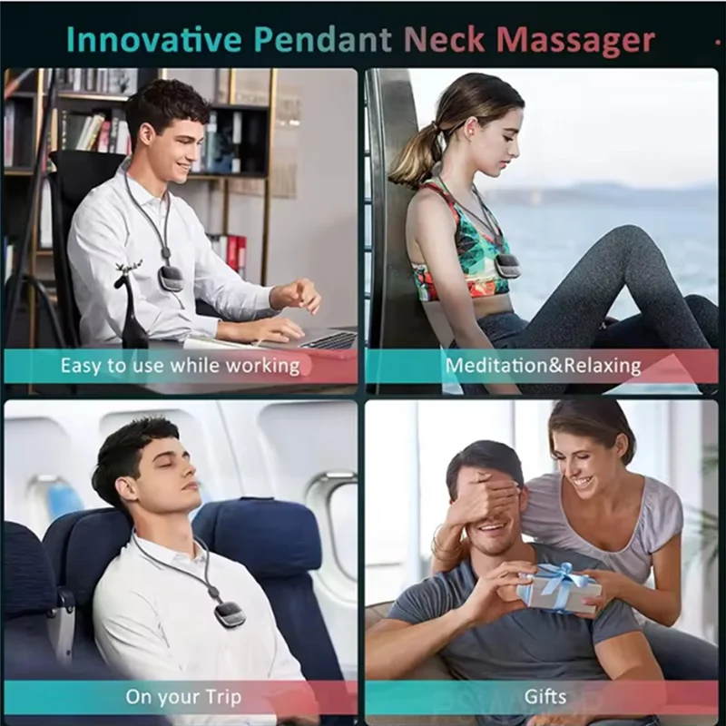 【A44M】Therapy Neck Massager Smart Heating Portable Muscle Relax Cervical Spine Shoulder Pain Relief Hot Compress