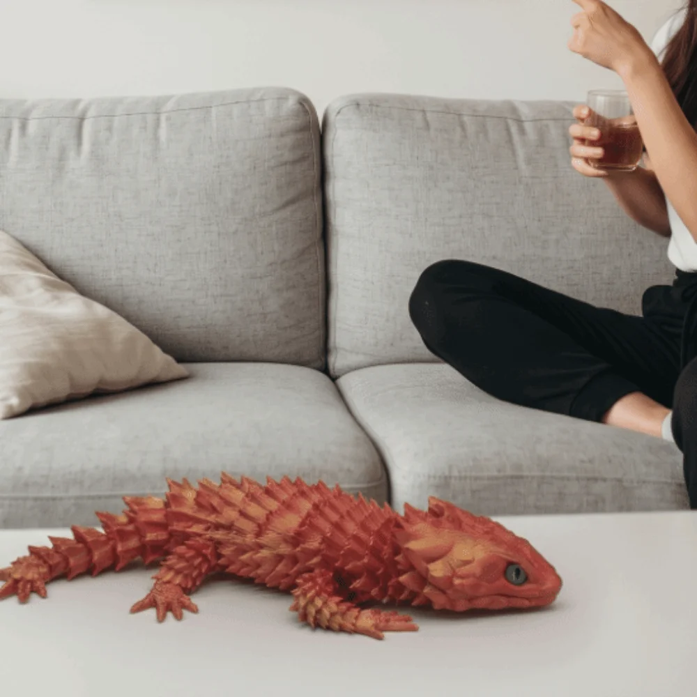 Movable Joints 3D Printed Lizard Colorful Openable Mouth Lizard Figurines Creative Design Flexible Articulated Lizard Fish Tank