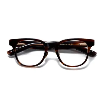 Vintage Business stereo square spring leg acetate glasses frame literary big face myopia glasses frame.