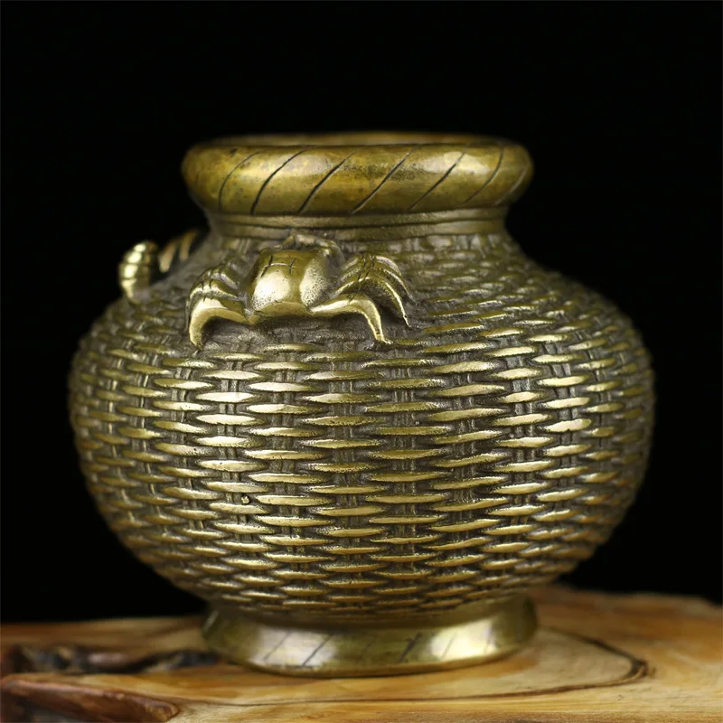 

Guyunzhai Brass Ornaments Antique Fish Basket Piggy Bank Decorations Furniture Furnishings