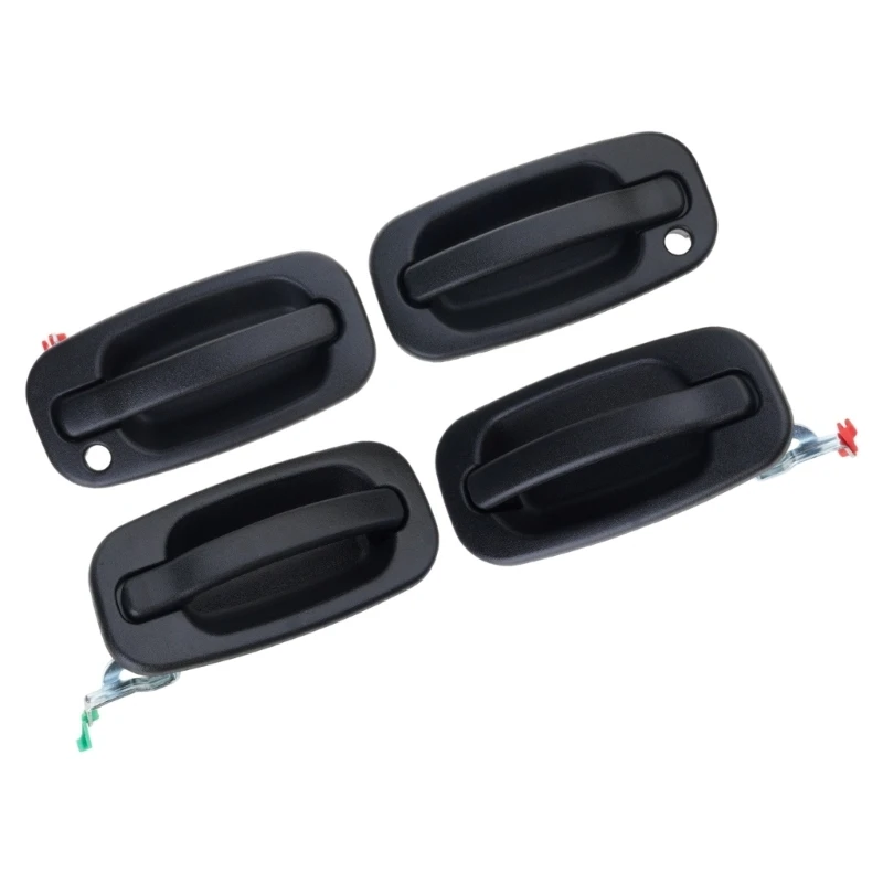 U13C Vehicle Exterior Handle Assembly, 4 Piece Door Pull Replacement with Metal Linkage, Black Finish, Front Left Lock