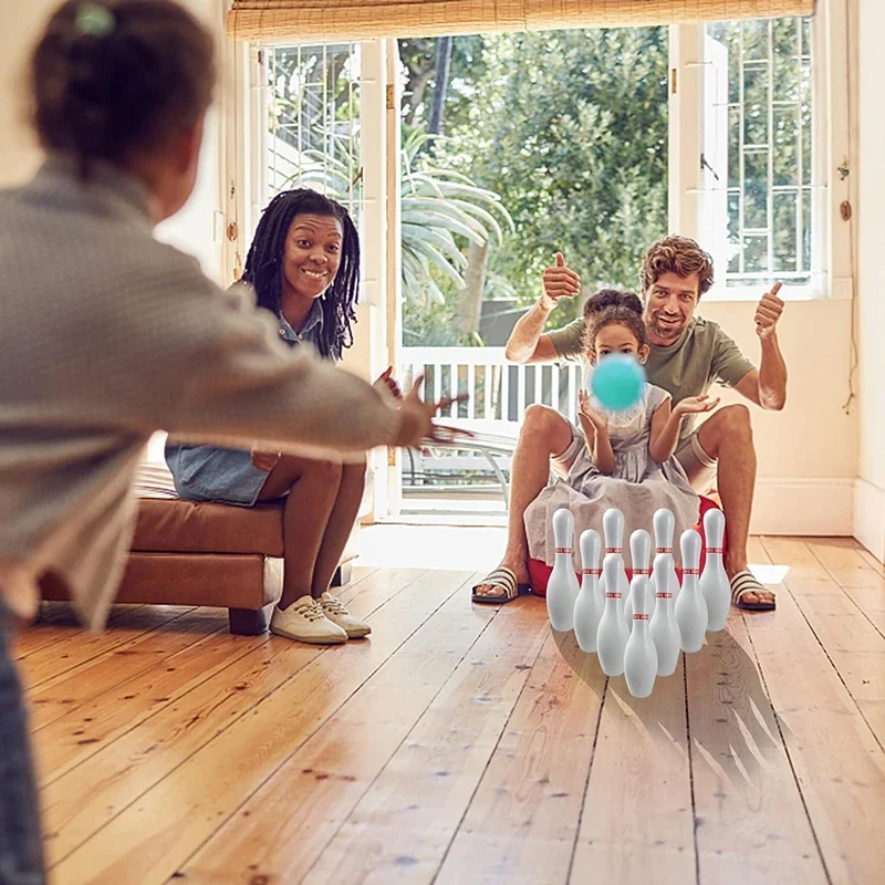 Conjunto de boliche iluminado para crianças, conjunto de bola de boliche que brilha no escuro, brinquedos interativos para pais e filhos
