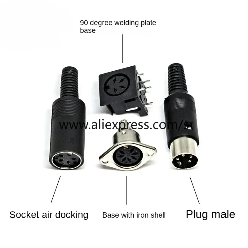 5PCS Terminal 3/4/5/6/7/8P Pin/Core Midi Male Connector Female Connector Plug Computer Large Keyboard Mouse Socket Din