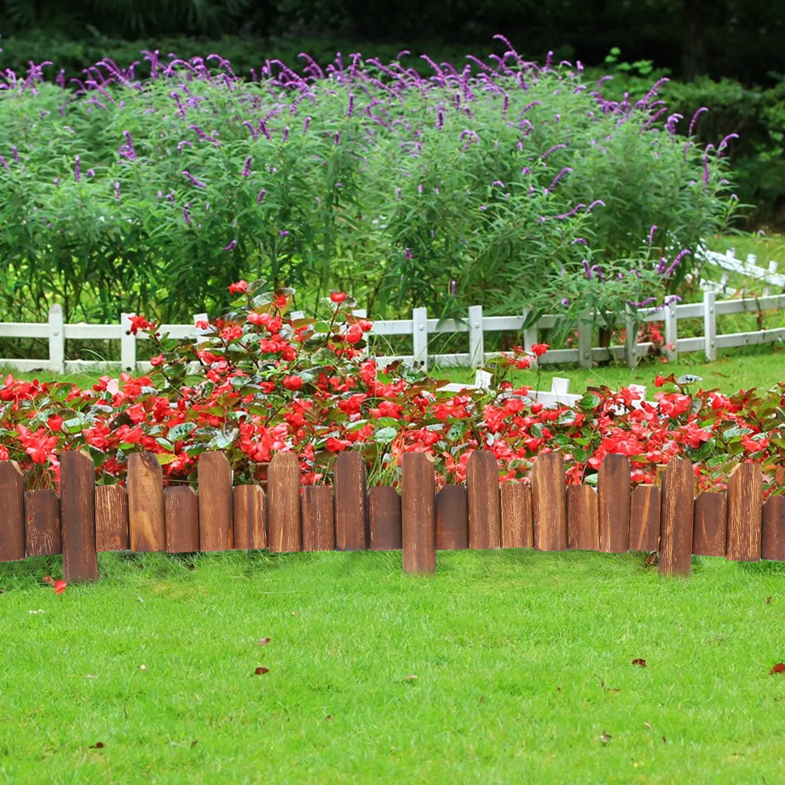 Wooden Courtyard Edging Border Simple Elegant Garden Lawn Edging Decorative Fence Landscape Divider Decorative Fence
