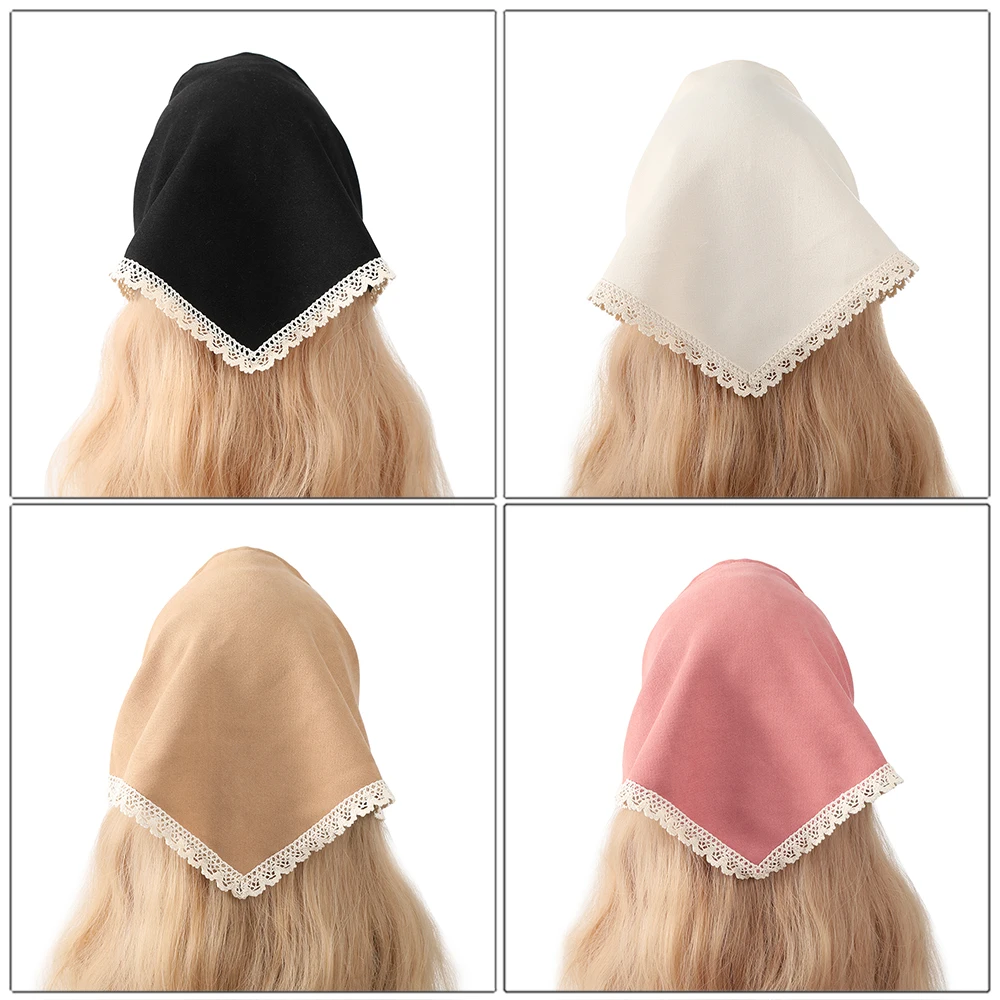 Solid Color Hair Bandana Head Kerchief Women Bandana Hair Scarf Triangled Headwrap Ladies Retro Headband Hair Accessories