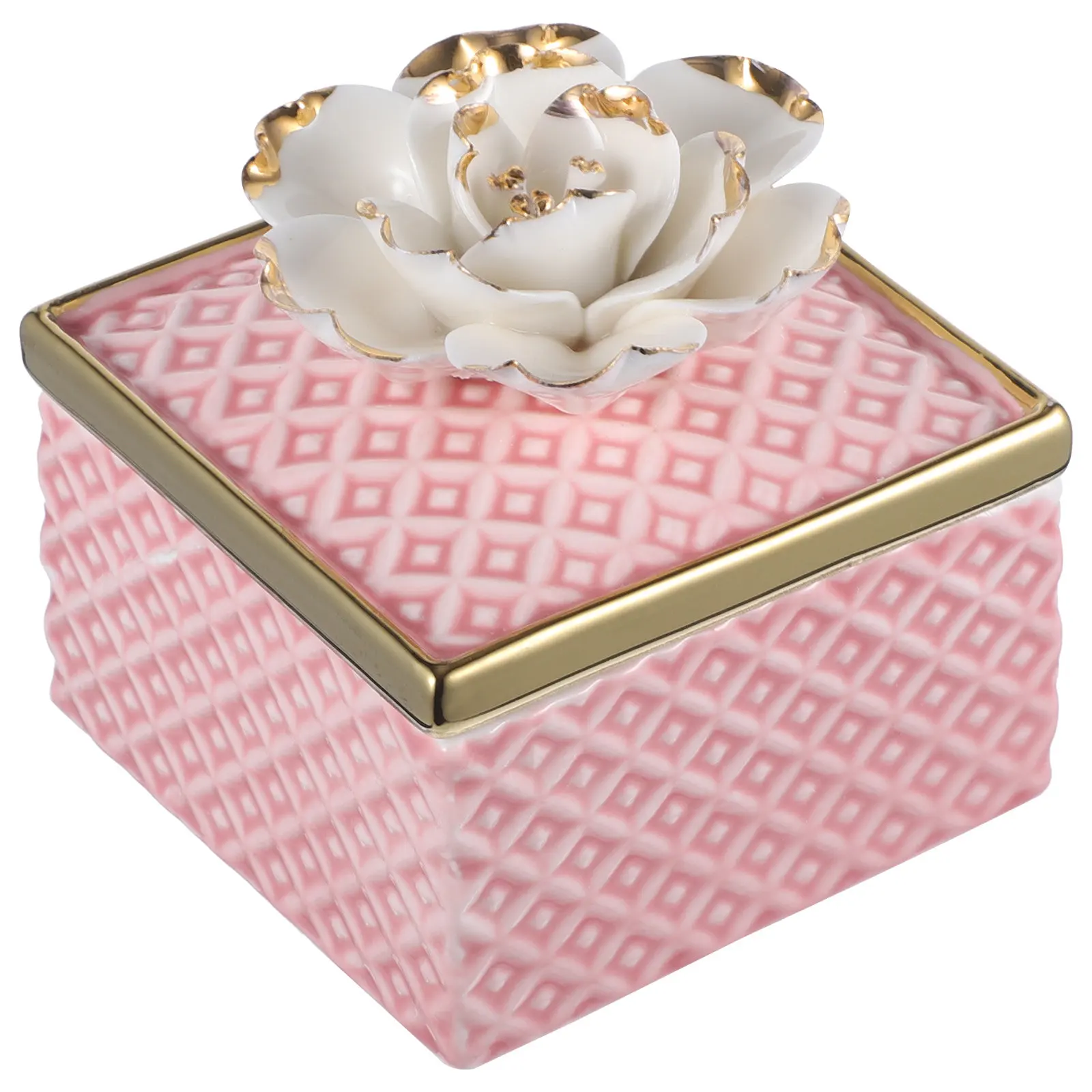 

Ceramic Jewelry Storage Box with Lid Large Capacity Organizer for Rings Necklaces Earrings Trinkets Decorative Desktop Display