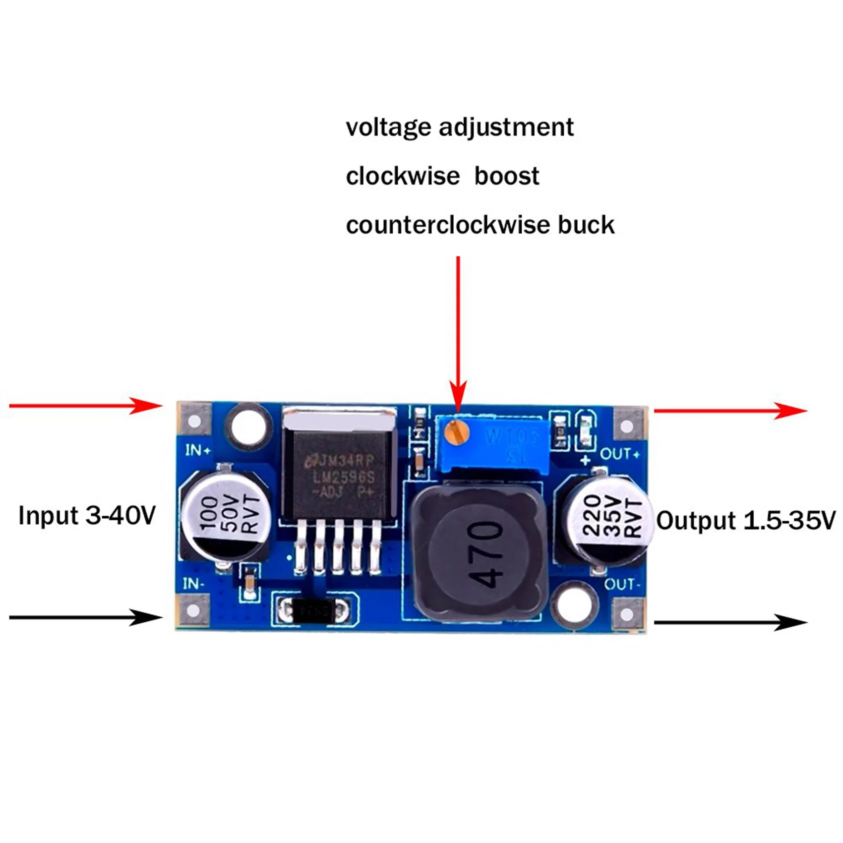 AFOURT-12 Pack LM2596 DC To DC Buck Converter 3.0-40V To 1.5-35V Power Supply Step Down Module (6 Pack)