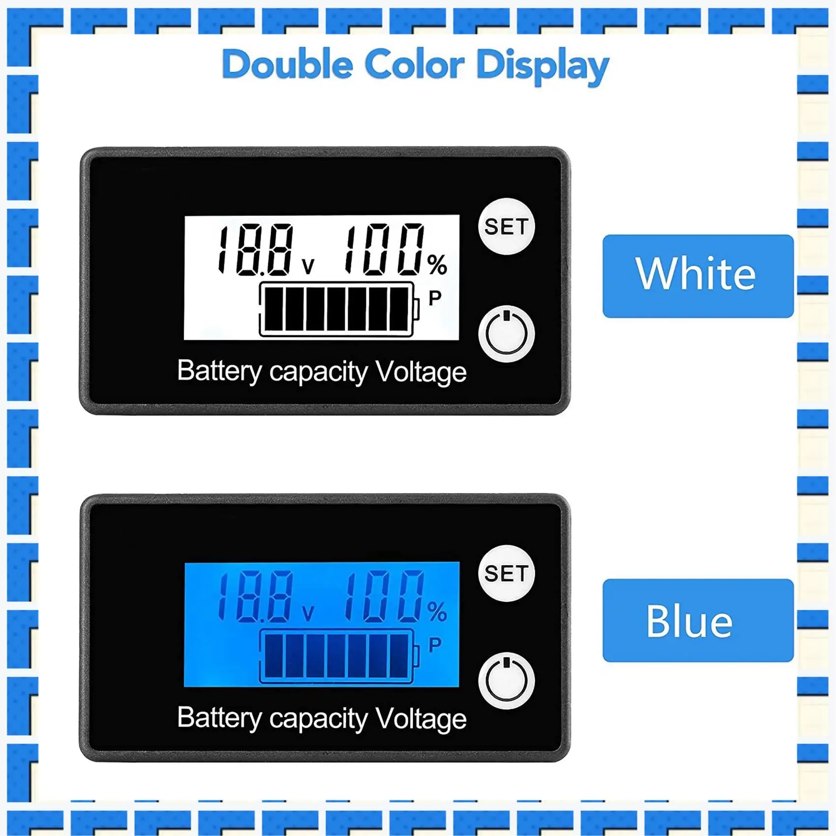 

ABNG DC 8V-100V Battery Capacity Monitor Gauge Voltage Meter Monitor With LCD Screen Electric Quantity Detector