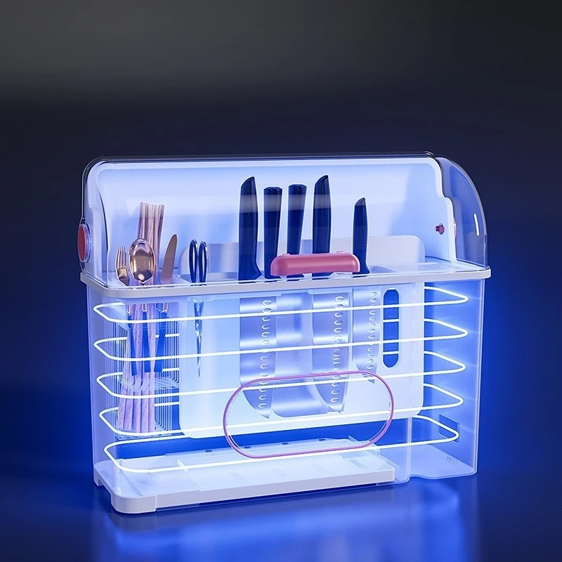 Dust-proof intelligent disinfection drying knife holder, shelf, kitchen supplies storage rack