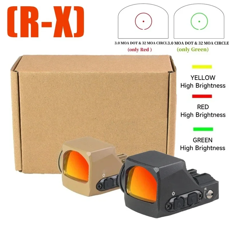 

R-X Тактический прицел Red Dot Reflex 2 MOA и 32 MOA Круглый точечный оптический сетка Пистолет Страйкбольный прицел с монтажной пластиной Glock Крепление на рейку 20 мм