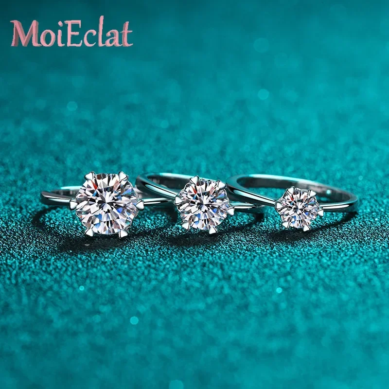 0.5/1/2ct Moissanite Six Clawed Setting Heart-shaped Ring for Women, Stylish Jewelry Design Platinum PT950 Luxury Wedding Rings
