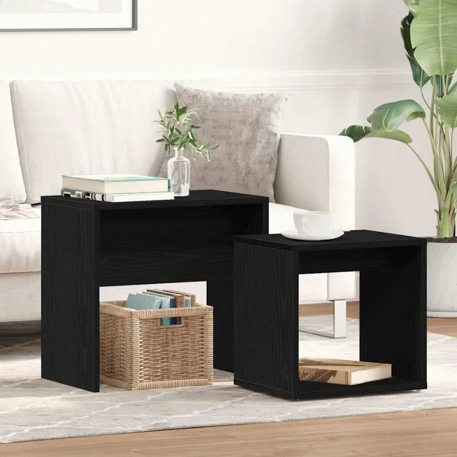 

Coffee Tables 2 pcs Black Oak Engineered Wood