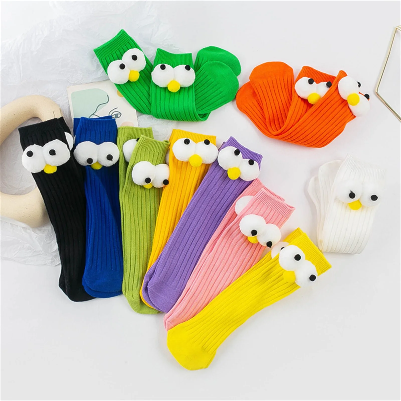 Baby Knee High Socks Soft Toddler Tube Socks Funny Big Eye Tall Socks Stockings for Infants Kids