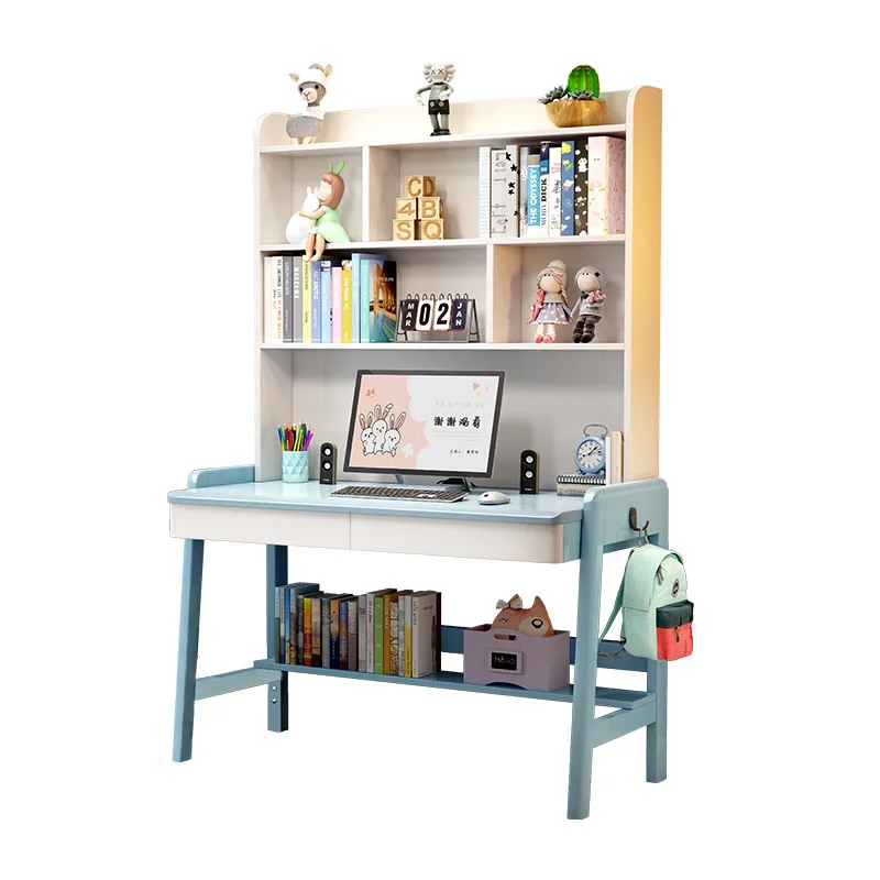 

Детский подъемный стол из цельного дерева, студенческая книжная полка, встроенный учебный стол, письменный стол для учащихся средней школы, компьютерный стол