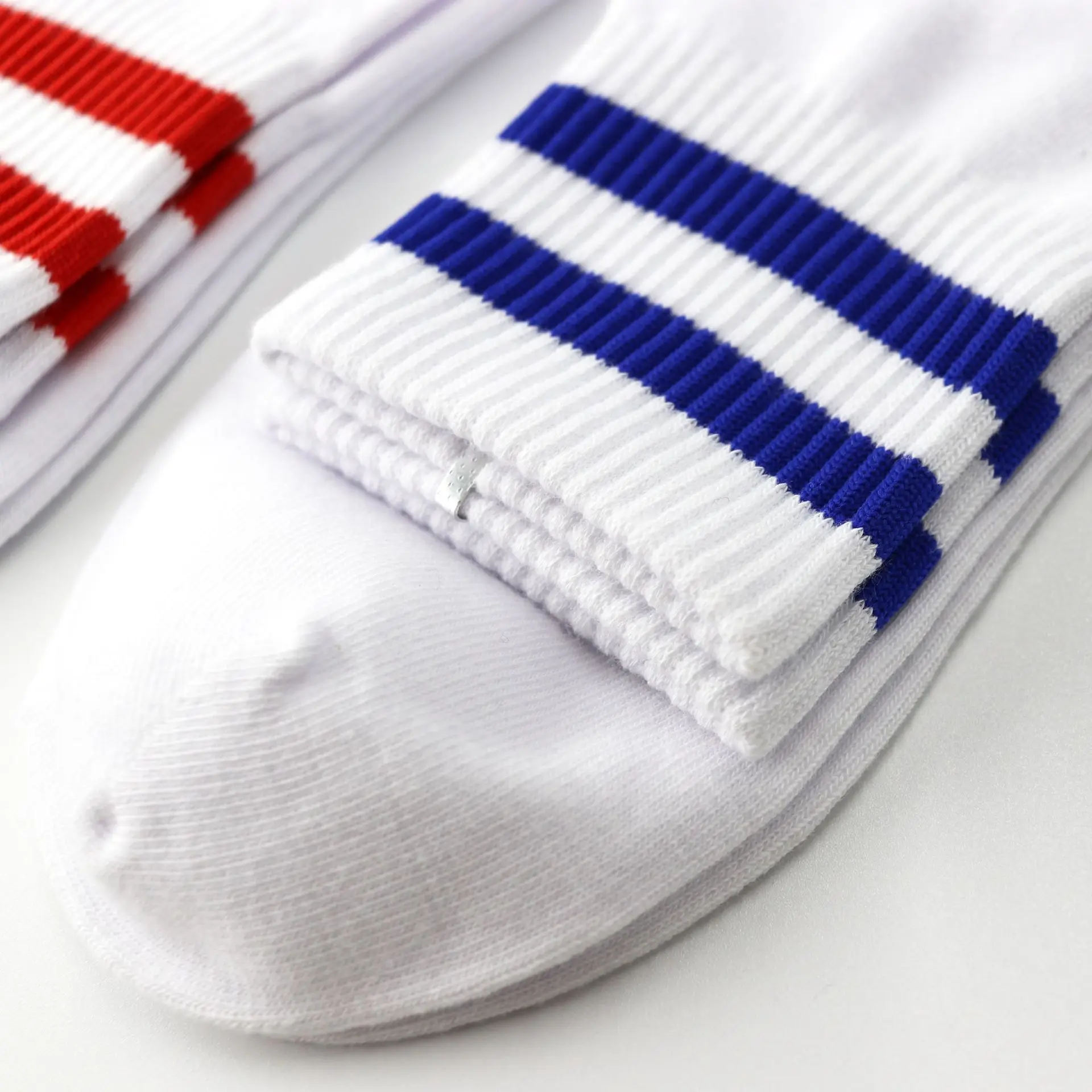 Men Socks Vintage Two Stripes Sports Hip Hop Athletic White Black Cotton Ankle Socks Streetwear Skate Shcool Designer Punk Boy