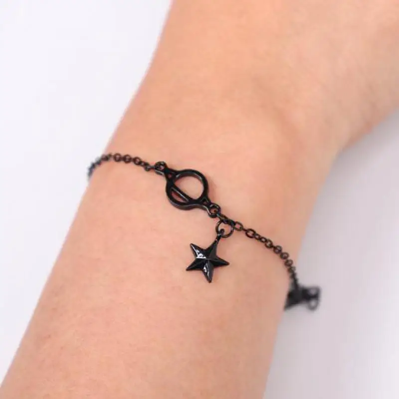 Korean Version Versatile Luxurious Fresh And Minimalist Student Black Planet Five Pointed Star Bracelet Women's Jewelry