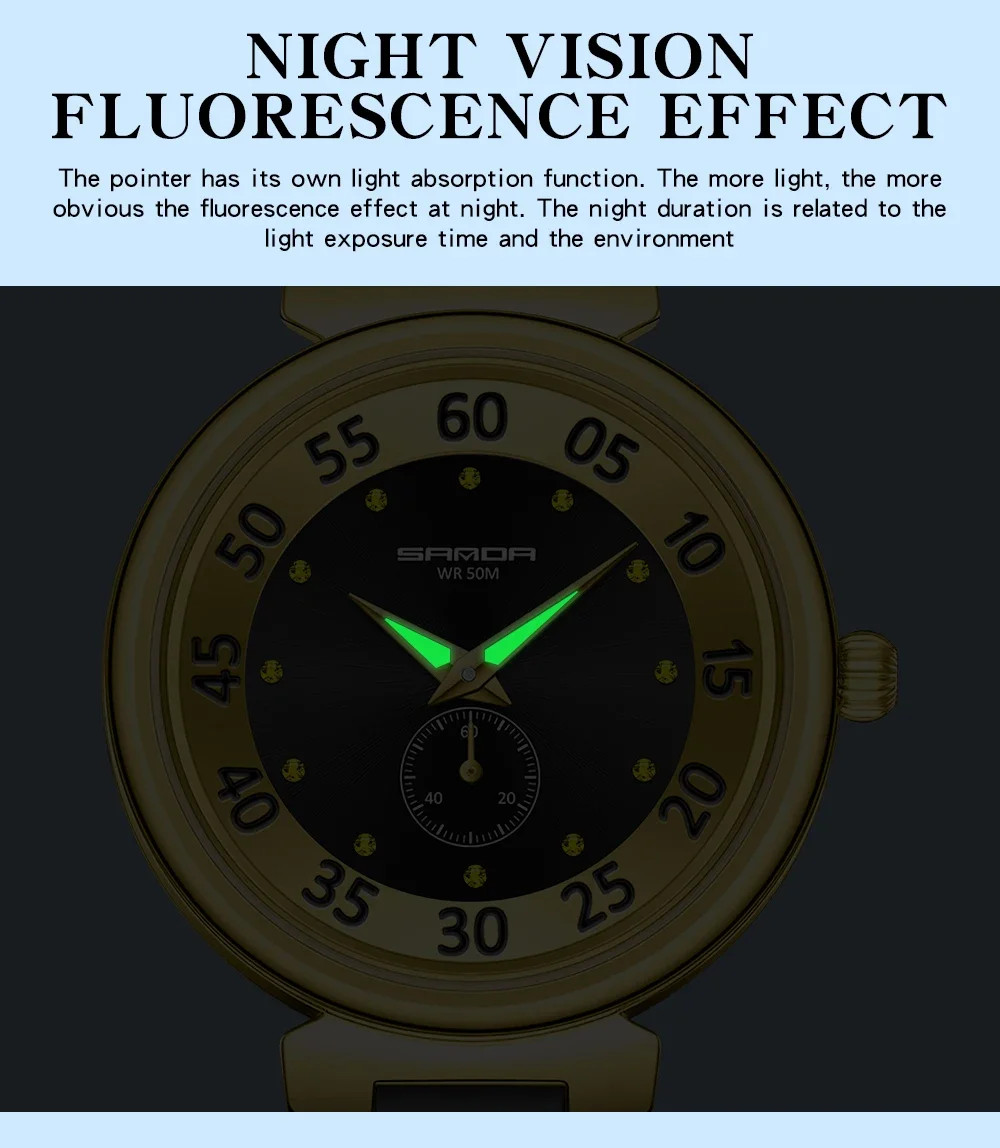 Sanda 3212 New Hot Selling Double Needle Half Quartz Watch Fashion and Trendy Versatile Simple Women's Night Glow Watch