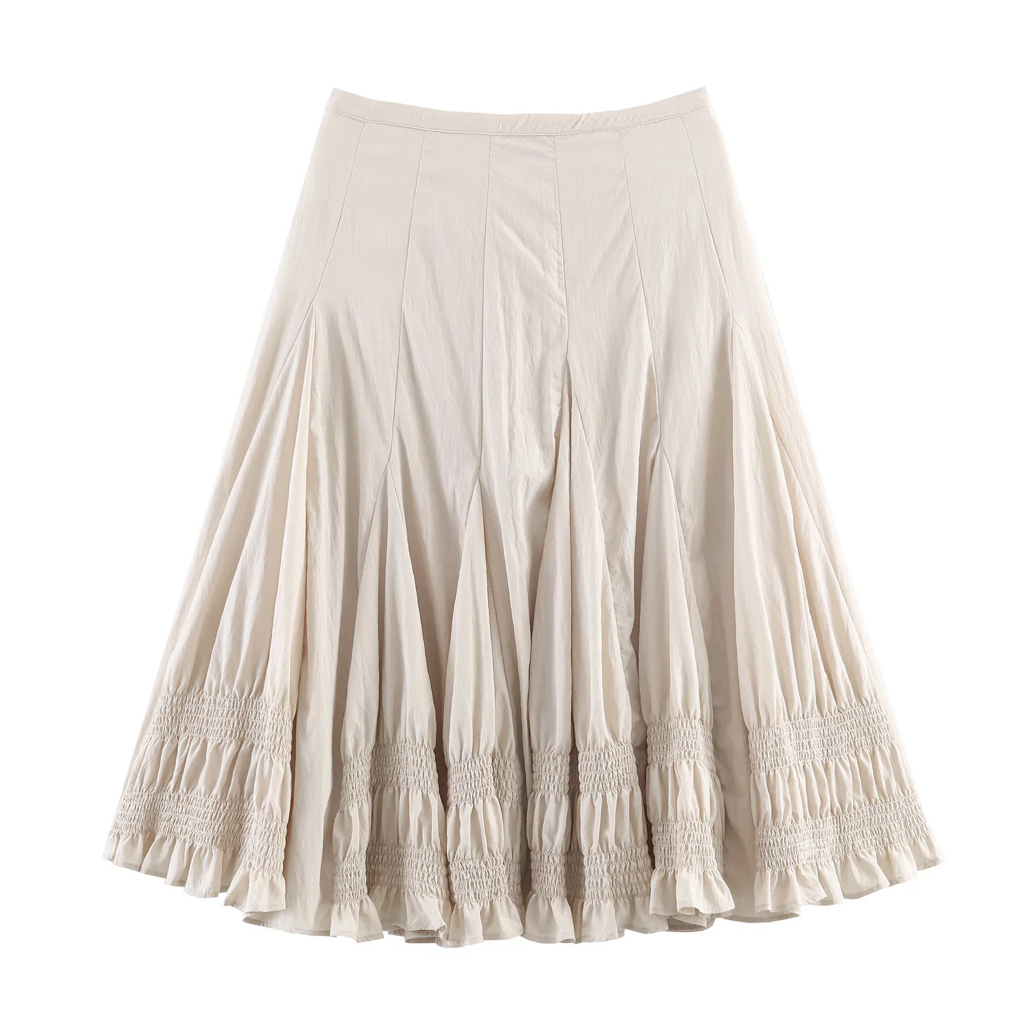 

Withered 2026 European And American Spring New Fashion A-line Wave Style Wide Pleated Half Length Skirt Long Skirt For Women