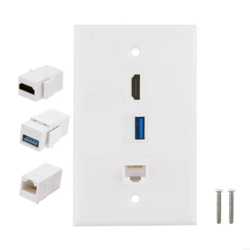 F92A USB CAT6 RJ45 Ethernet Faceplate per esperienza multimediale migliorata