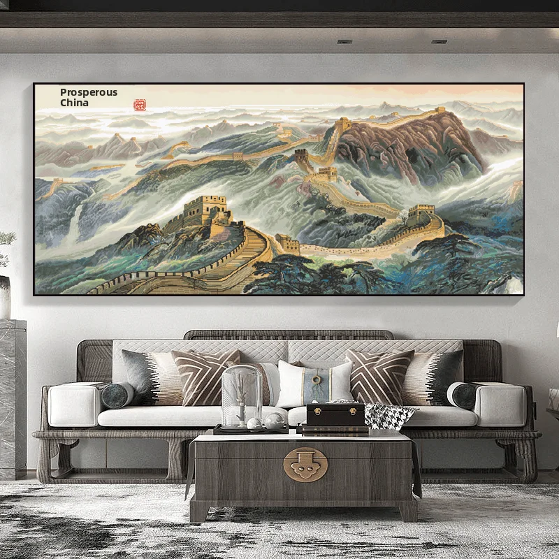 

MonaLisa Royal Cross Stitch Kit Large Landscape Great Wall of China Living Room Handmade Embroidery Wall Art White Cotton Fabric