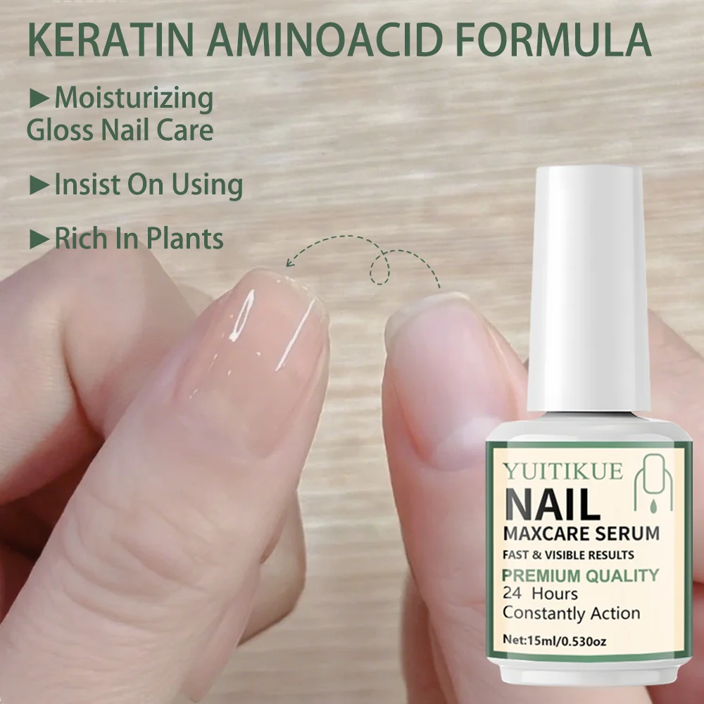YUITIKUE Essence pour ongles kératine acides aminés 24 heures hydratant, fortifiant et protecteur des ongles 15 ml soin doux