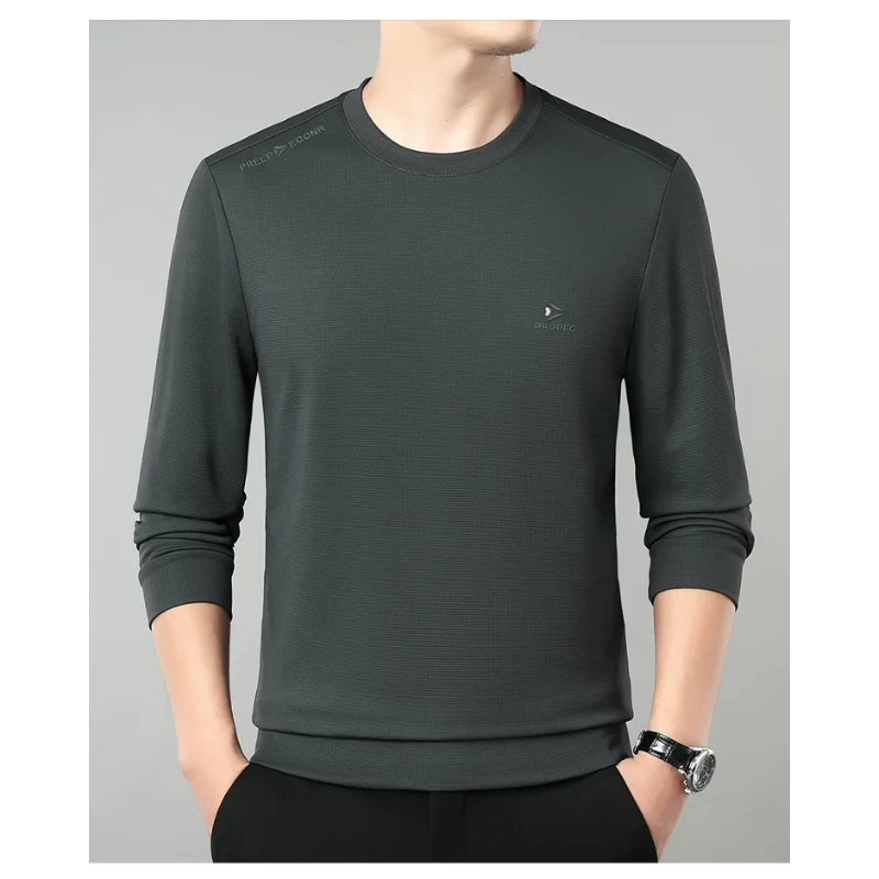 

Men's Solid Color Round Neck Long Sleeve Casual and Fashionable Sports Tops