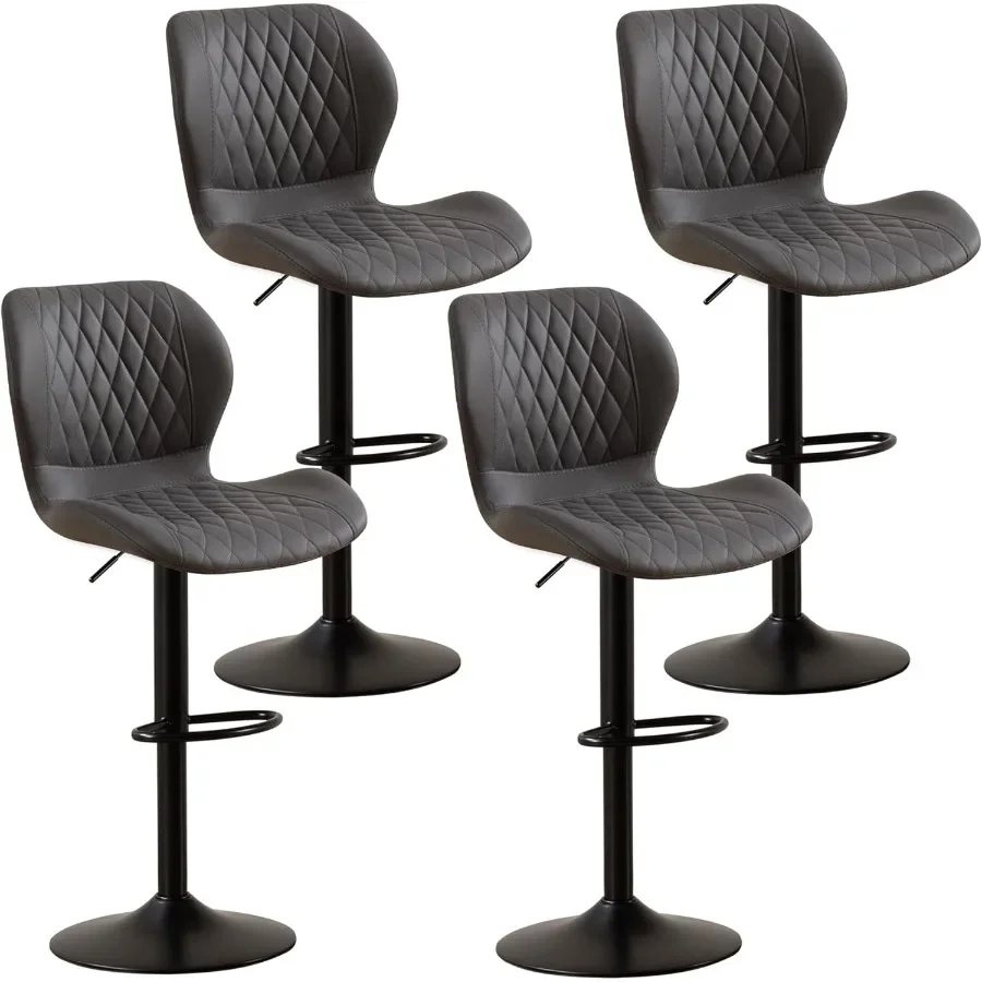 

Bar Stools Set of 4 Modern Swivel Counter Height Barstools for Kitchen Island Chairs Adjustable Fabric Bar Stools with Back for