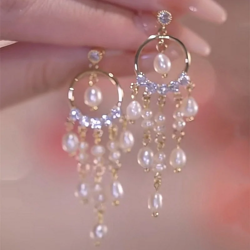 Korean Shiny Rhinestone Long Tassel Drop Earrings for Women Luxury Zircon Bowknot CZ Hanging Earring Wedding Party Jewelry Gifts