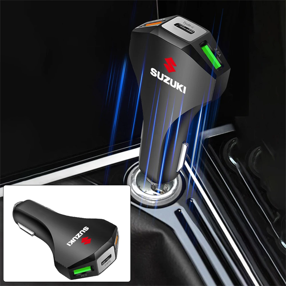 

Автомобильное зарядное устройство с быстрой зарядкой, USB-C, многопортовый адаптер для прикуривателя для Suzuki