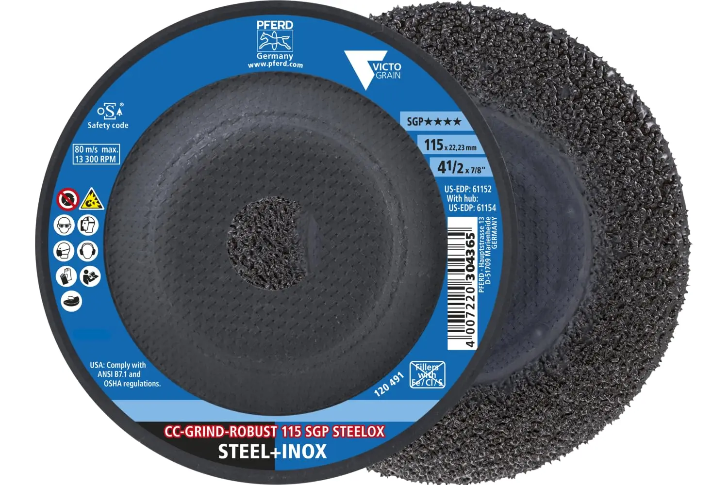 

4-1/2" x 7/8" Ceramic Abrasive Disc for Aggressive Grinding, Pack of 10 - High-Performance Steel