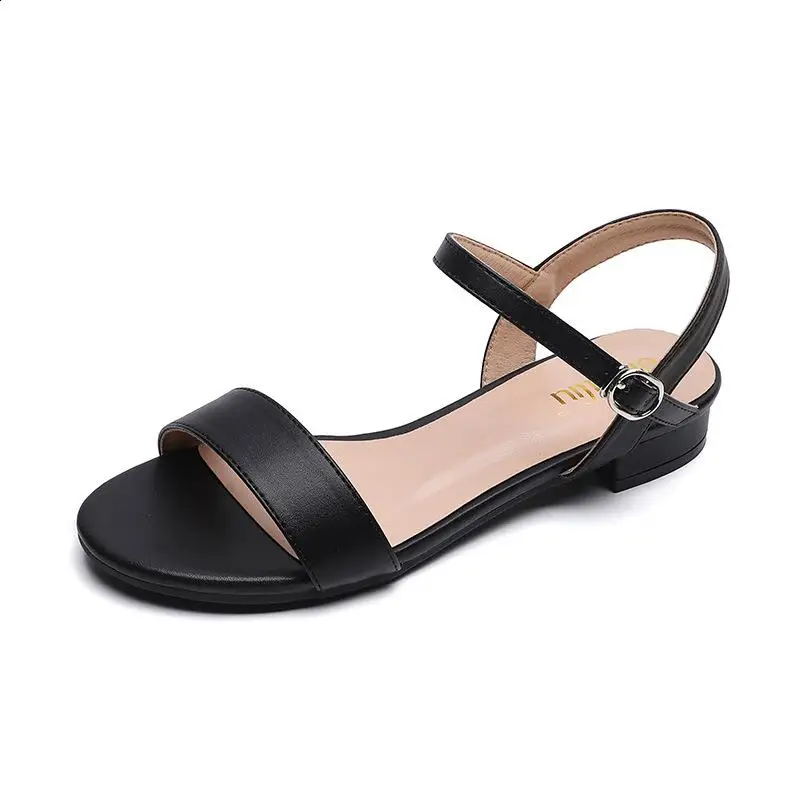 Buckle Strap High Heel Sandal for Women Suit Female Beige Med Open Toe All-Match 2024 Summer Women’s Shoes High-heeled Black Med