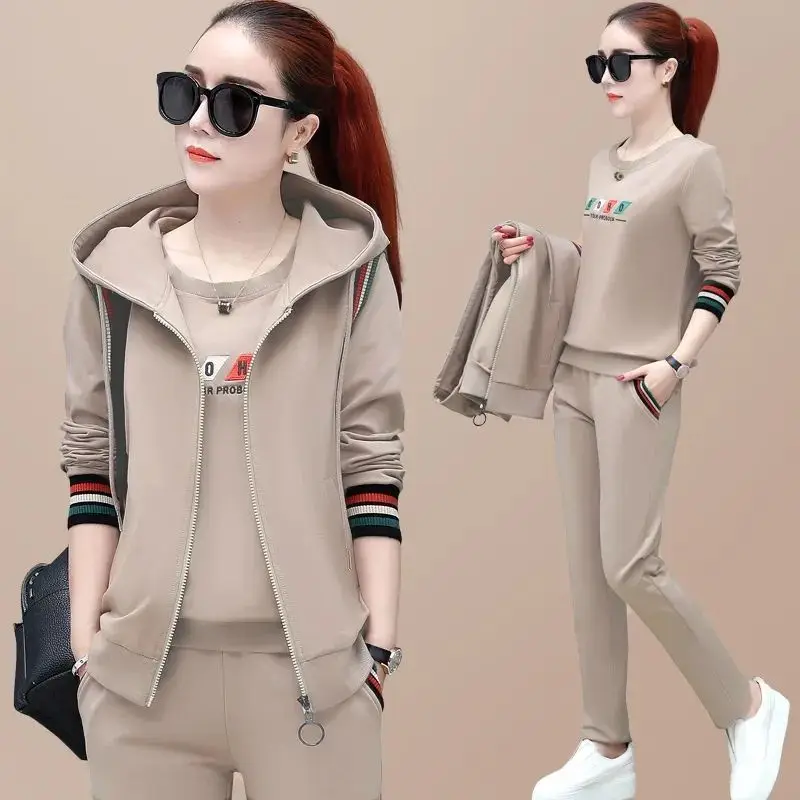 Fashion Women\'s Suit 2024 New Korean Version Spring and Autumn Long Sleeve Top Casual Sportswear Elegant Women\'s Three Suits