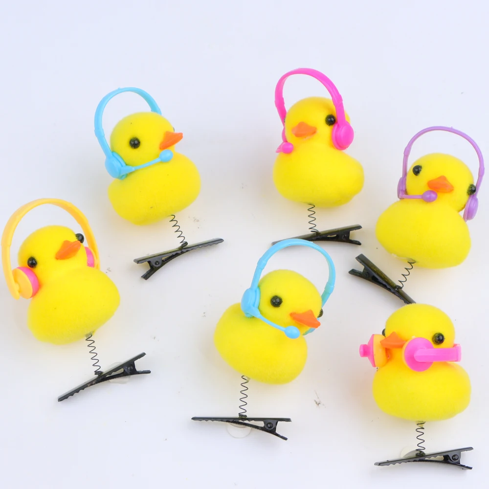 10/20/50/100Pcs/Lot Cartoon Funny Children 3D Little Yellow Duck Plush Hairpin Fashion DIY Duckbill Clip Accessories Party Gifts image 3