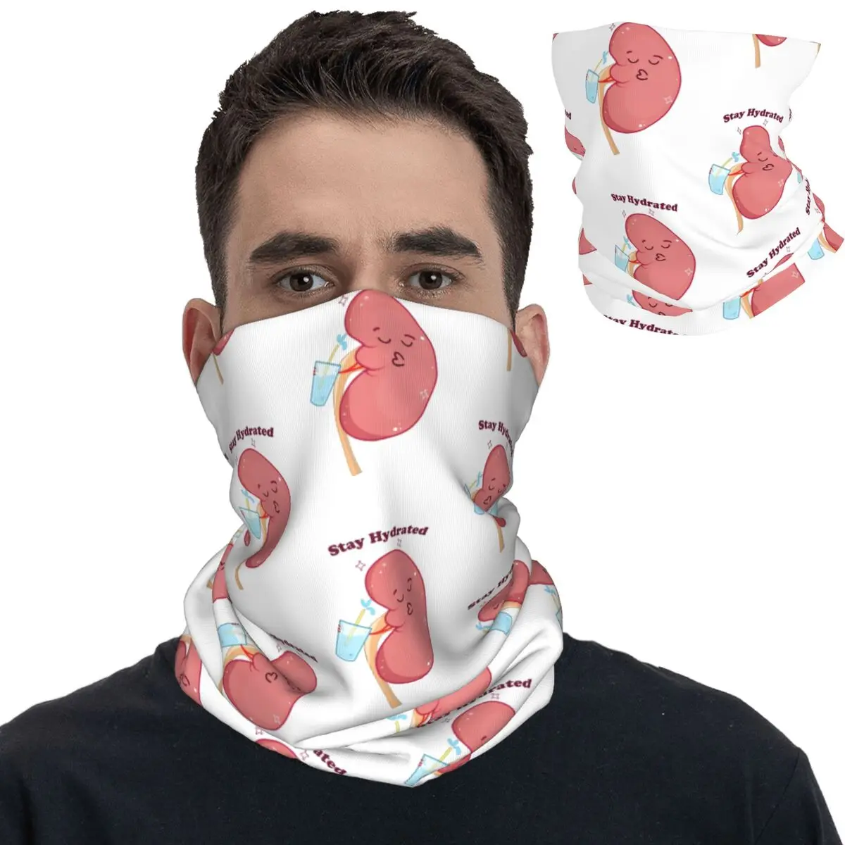 Hydrate Your Kidney Bandana Neck Cover Printed Balaclavas Face Mask Scarf Multifunctional Cycling Unisex Adult Windproof