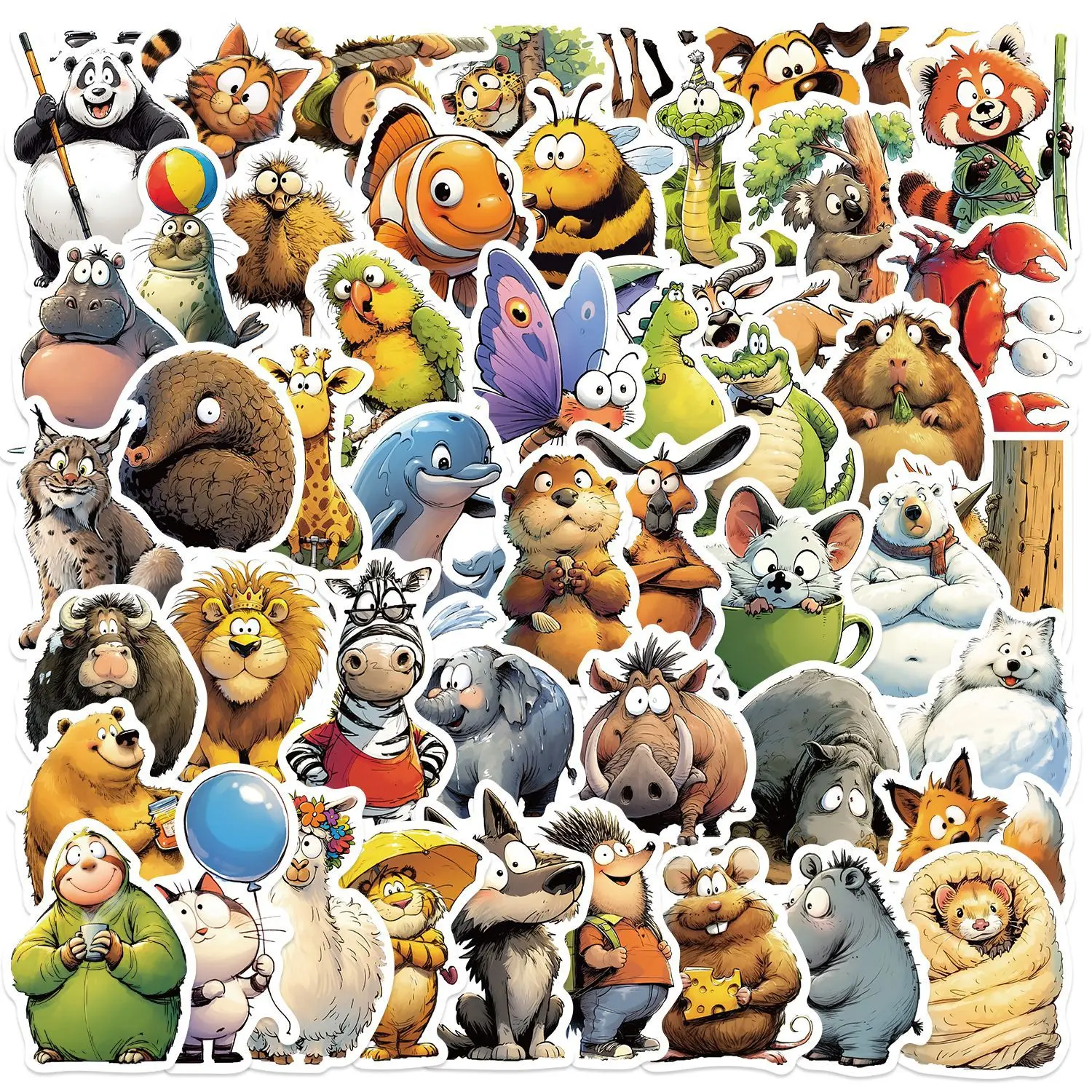 

50-100 шт. мультяшных забавных наклеек с животными в стиле граффити, декоративные водонепроницаемые стикеры для гитары, ноутбука, багажа, DIY, канцелярские товары