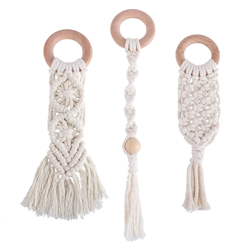 3 قطعة قضيب المولي الطفل المنسوجة يدويا القطن حبل الأسنان طحن عصا سهلة نظيفة مضغ المولي قضيب اليد المنسوجة عضاضة عضاضة العملي #5