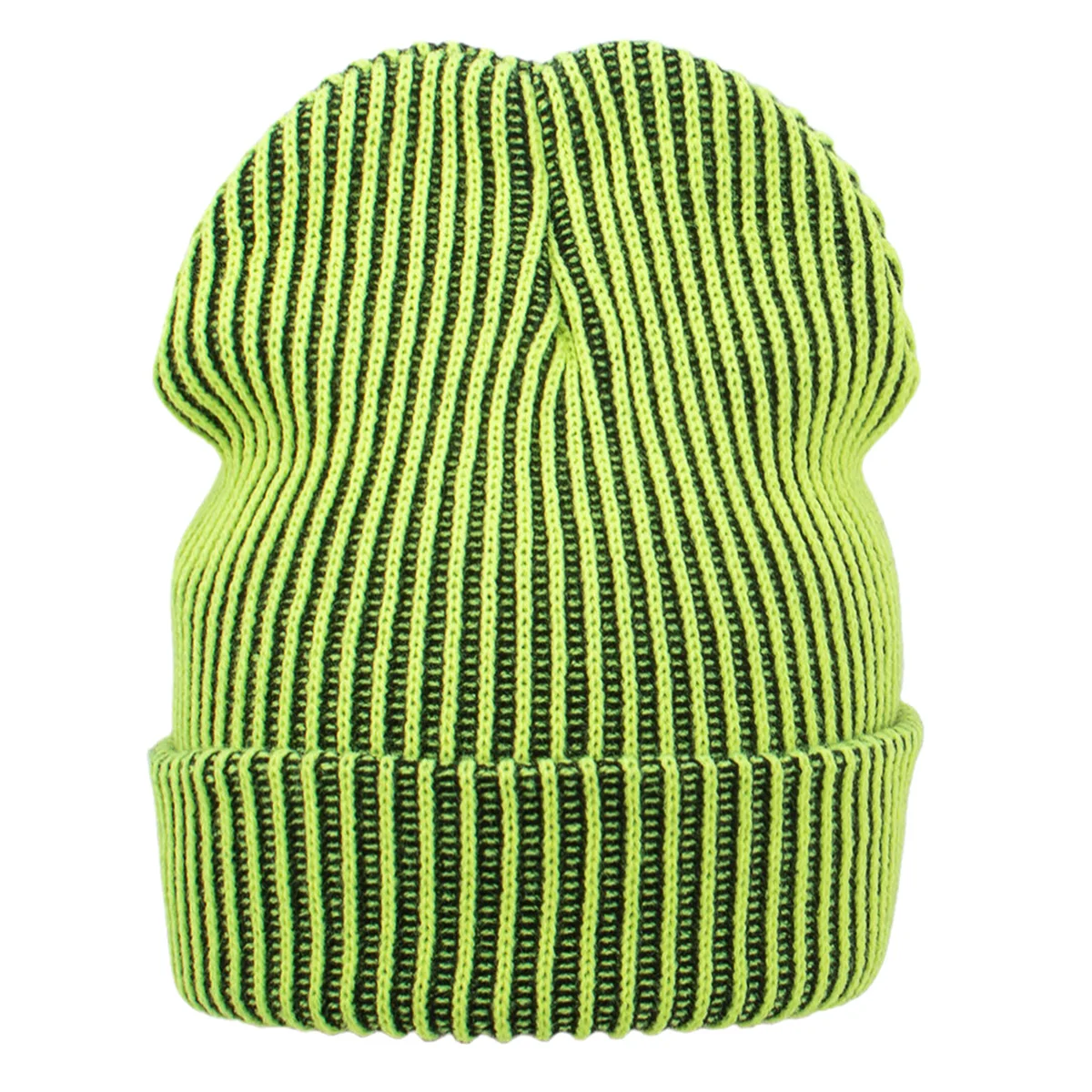 Striped Beanies for Men Mixed Color Hot Pink Women\'s Hat Thick Warm Ribbed Knit Black Winter Cap Neon Yellow Bright Ski Skullies