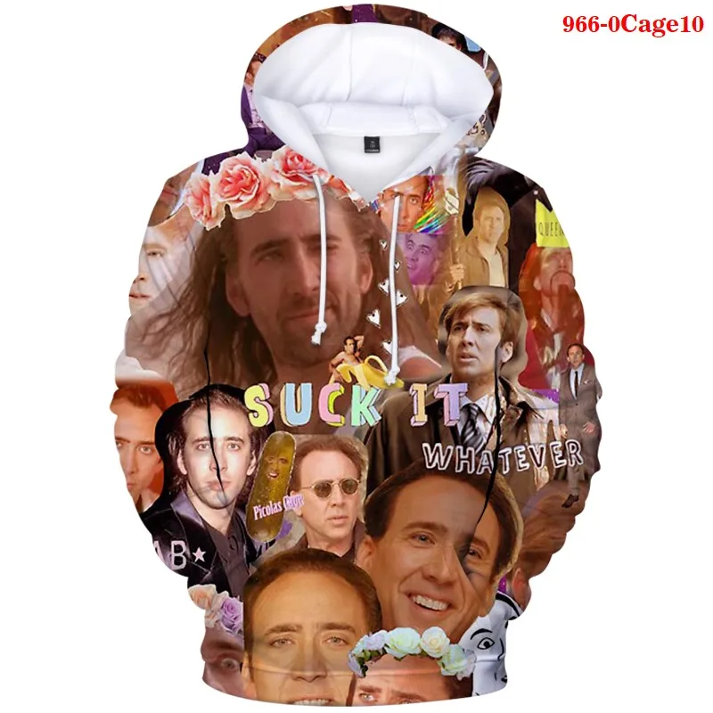 New Hoodie Nicolas Cage 3D Print Men Hoodies Winter Casual Sweatshirt Women Funny Fashion Streetwear Nicolas Cage Top Coats