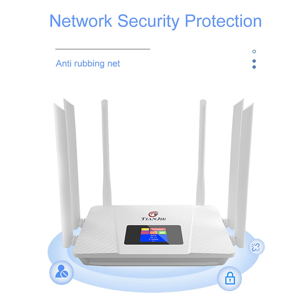 TIANJIE CPE706 4G LTE Router 150Mbps Cat4 Dual Band WiFi Router with 6 External Antennas,Ethernet Port&Sim Slot for Home/Office