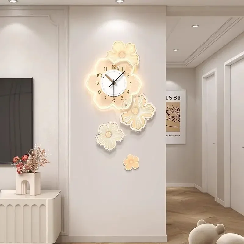 

Flowers Creative Clock Wall Home Living Decoration Artistic Silent Wall Decorative Clocks Bedroom Creative Home Decoration