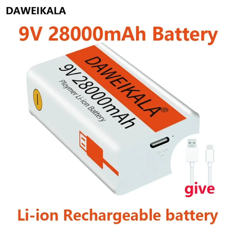 2026 Best-selling 100%New Original 9V 28000mAh+USB Fast Charging Line  LI-ION Rechargeable Battery for Electric Fan Flashlight