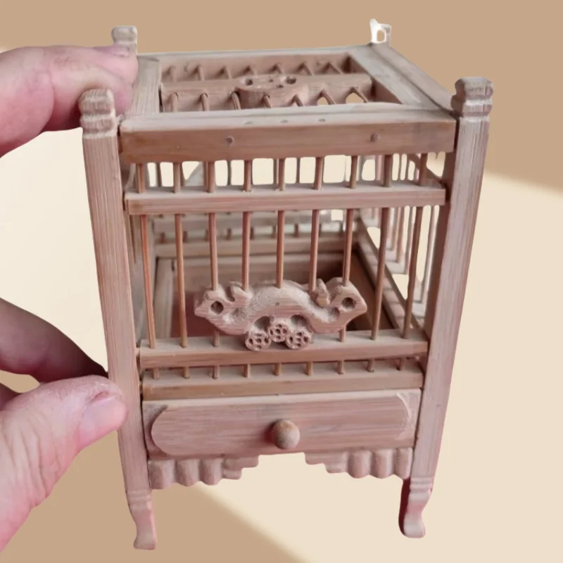 Traditional Chinese handmade cricket cage, mortise and tenon structure, made of bamboo material