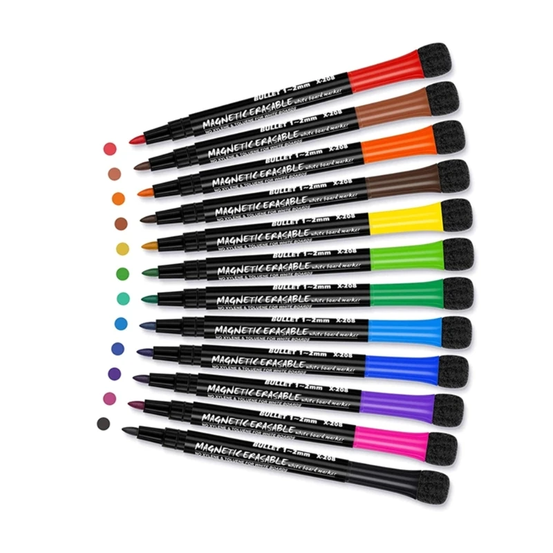 Whiteboard Pens Magnetic Markers Pens, Fine Tip White Boards Pens Colour White Boards Markers Erasable, Dry Wipe Markers