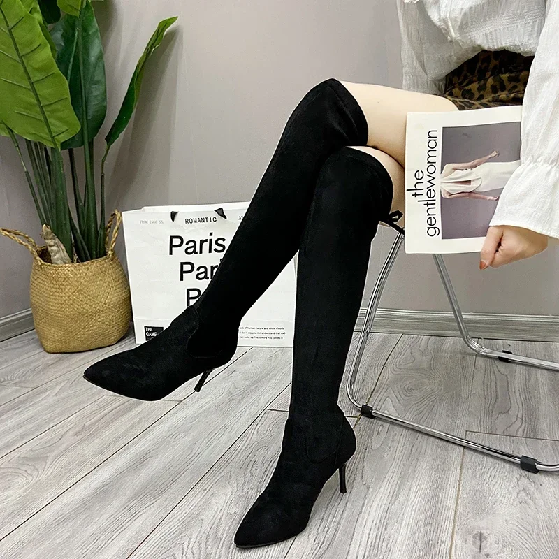 Women's High-quality 2024 Winter Outdoor Boots Paired with Daily Casual Solid Color High Knee Fashionable Party Boots for Women