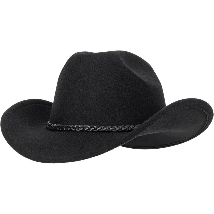 Винтажная ковбойская шляпа в стиле вестерн для мужчин и женщин, шляпы-федоры с широкими полями и плетеной веревочной лентой, идеально подходящая для уличных родео-кантри