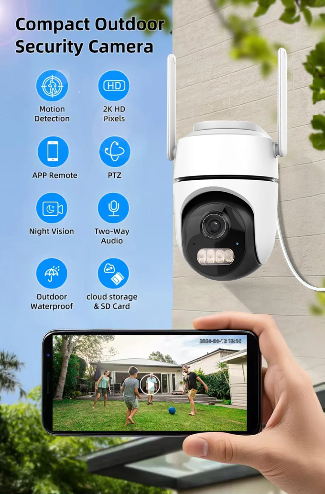 ICSEE 1080P Security Camera Two Way Audio Smart Alarm IP Camera IP66 Spot Lights Motion Alarm Auto Track Wired WiFi Surveillance