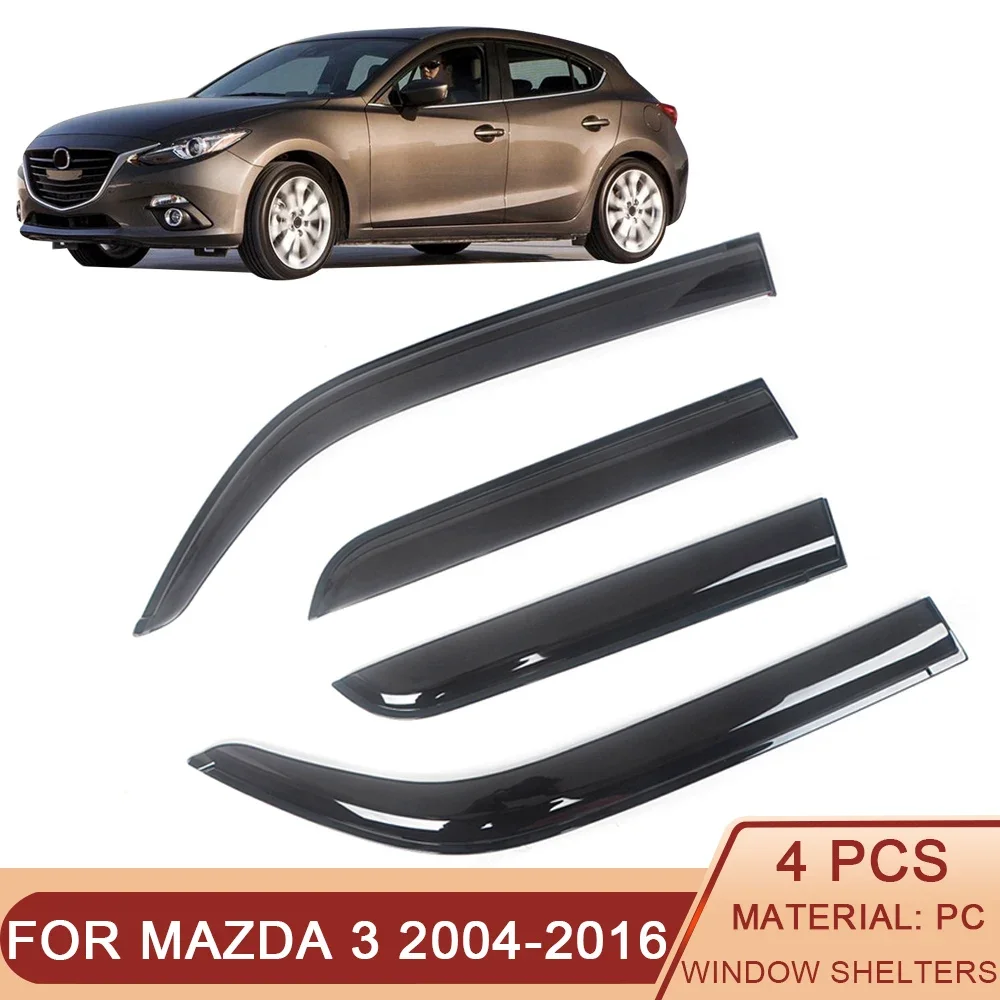 

For Mazda 3 2004-2016 Car Side Window Visor Sun Rain Guard Shade Shield Shelter Protector Cover Trim Frame Sticker Accessories